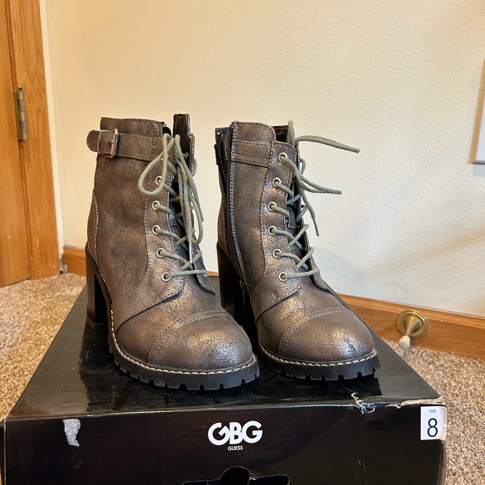 GBG Guess Gold/Brown/Bronze Combat Boots